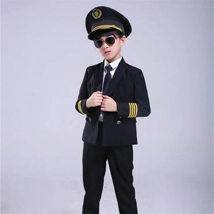 Girls Pilot Flight Attendant Uniform Costume Set