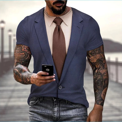 Shirt Men Fashion 3D Short Suit Graphic Tee - Shirt - Gothica - Mad Fly Essentials