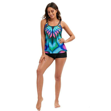 Women Vintage Tie-Dye Tankini Swimwear Set - Mad Fly Essentials