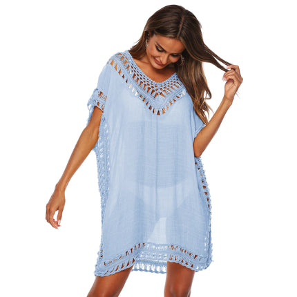Beach Dress Women Crochet Cover Up Solid Swimsuit Dress - Beach Dress - Mafirry - Mad Fly Essentials