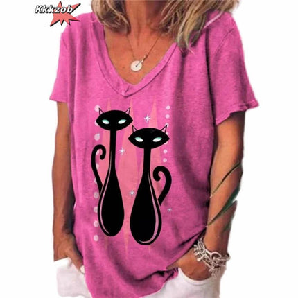Women Abstract 3D Cat Animal Shirt - Mad Fly Essentials