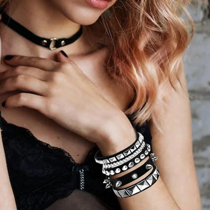 Bracelet Women Fashion Punk Leather Studded Women Accessories - Bracelet - Hobborn - Mad Fly Essentials