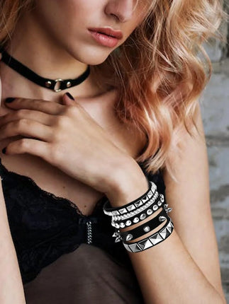 Bracelet Women Fashion Punk Leather Studded Women Accessories - Bracelet - Hobborn - Mad Fly Essentials