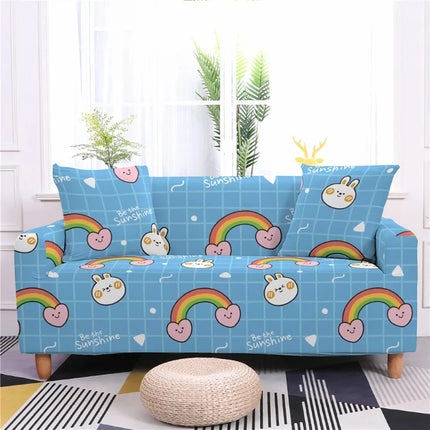 Rabbit Rainbow Pattern 3D Sofa Slipcovers