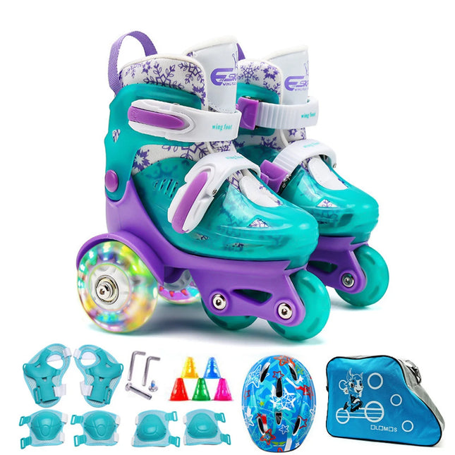 Kids Girls Roller Flash Skating Shoes Set