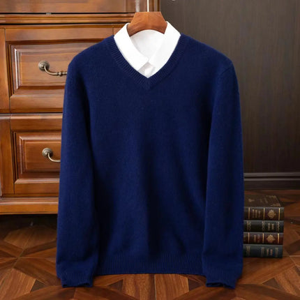 Sweater Men Cashmere V-Neck Woolen Pullover Sweater - Sweater - Wuiliy - Mad Fly Essentials