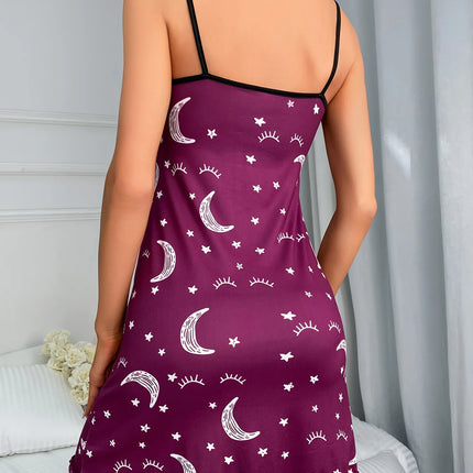 Nightgown Women Spaghetti Strap Moon Sleepwear Set - Nightgown - Lilicochan - Mad Fly Essentials
