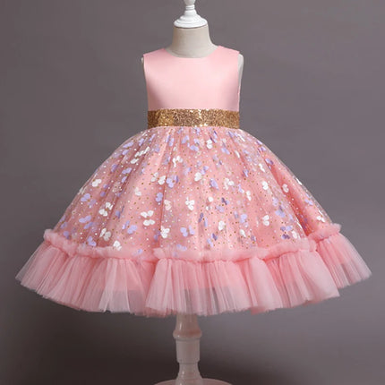 Baby Girl 2-12Y Elegant Pink Cake Wedding Evening Party Dress