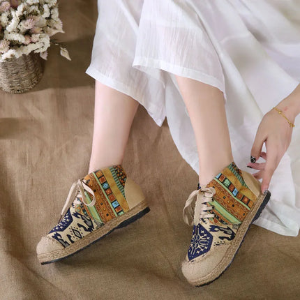 Women's Boho Linen Woven Canvas Shoes