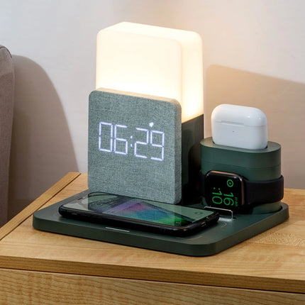 Multifunctional Fast-Charging LED Alarm Clock Charge Station
