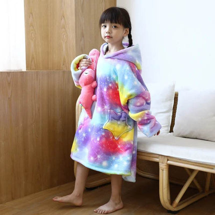 Kids Girl Unicorn Animal Sherpa Hoodies Blankets - Mad Fly Essentials