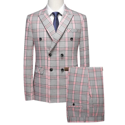 Blazer Men Red Striped Plaid 3pc Dress Suit - Blazer - Idealism - Mad Fly Essentials