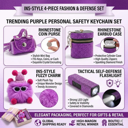 Keychain Self-Defense Sequin Women 4pc set Women Accessories - Keychain - Reave Cat - Mad Fly Essentials