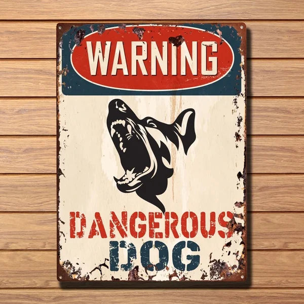 Warning Dangerous Dog Animal Novelty Sign Decor