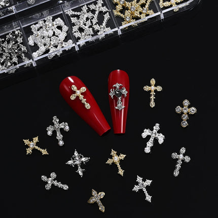 Nail Essentials Metal Punk Full Glitter Diamond Cross Nail Art - Nail Essentials - Nail Art - Elaimei - Mad Fly Essentials