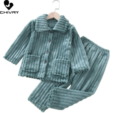 Baby Boys Solid Flannel Pajama Sleepwear Set - Kids Shop Mad Fly Essentials