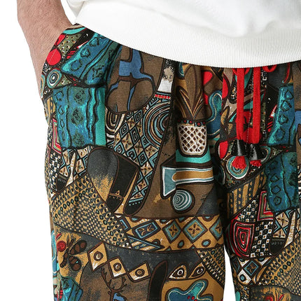 Men Vintage Fashion Hip Hop Pattern Harem Pants