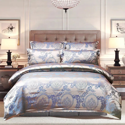 Duvet Set European Jacquard Satin Bedding Set - duvet set - home deluxe - Mad Fly Essentials