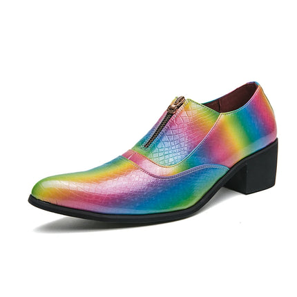 Men Crocodile Pattern Leather Rainbow Wedding Loafers