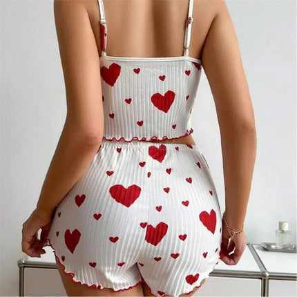 Pajama Set Women Strawberry Heart Homewear 2pc Pajamas - Pajama Set - Animal Unicorn - Mad Fly Essentials