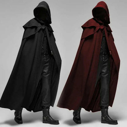 Men Medieval Knight Gothic Retro Hooded Carnival Cloak Costume - Men's Fashion Mad Fly Essentials