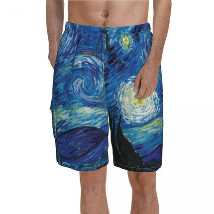 Men Cosmic Starry Sky Purple Beach Boardshorts