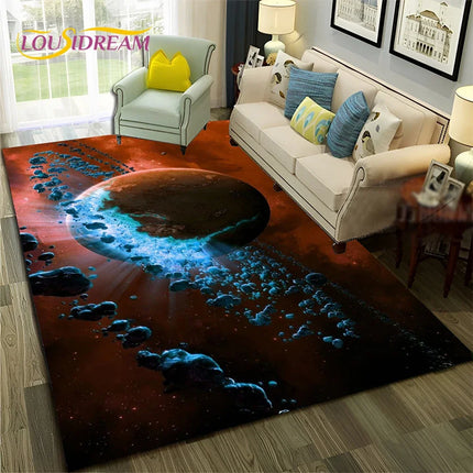 Area Rug Kids Room 3D Universe Galaxy Living Rug - Area Rug - Lousidream - Mad Fly Essentials