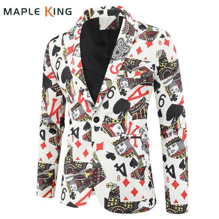 Men Poker Playing Card Vintage Formal Blazer - Mad Fly Essentials