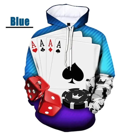 Men 3D King Poker Graphics Hoodies
