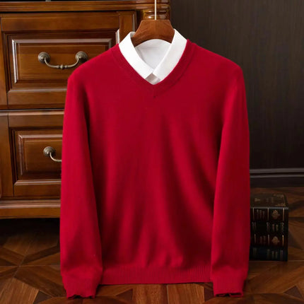 Sweater Men Cashmere V-Neck Woolen Pullover Sweater - Sweater - Wuiliy - Mad Fly Essentials