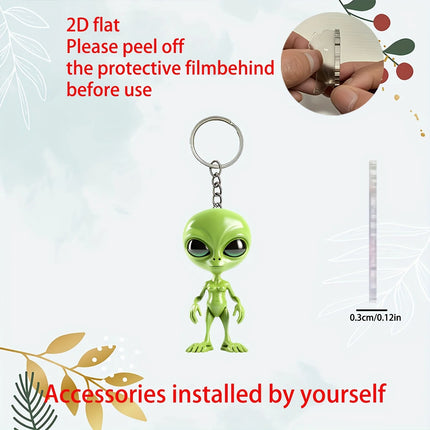 Keychain Green Alien 2D Science Fiction Car Pendant - Keychain - Kingonedom - Mad Fly Essentials