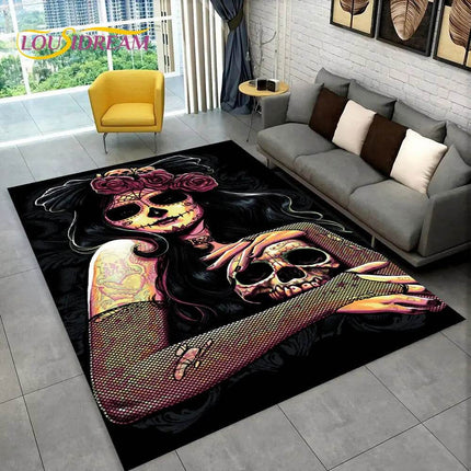 3D Gothic Horror Skull Dead Girl Area Rug - Mad Fly Essentials