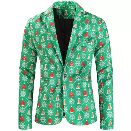 Men Long-3D Christmas Santa Blazer Jacket