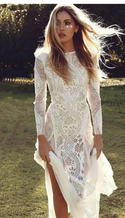 Maxi Dress Women Bohemian Lace White Sundress - Maxi Dress - Roddrsya - Mad Fly Essentials