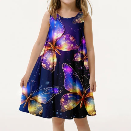 Girls' 3D Graphic Sleeveless Butterfly Dress