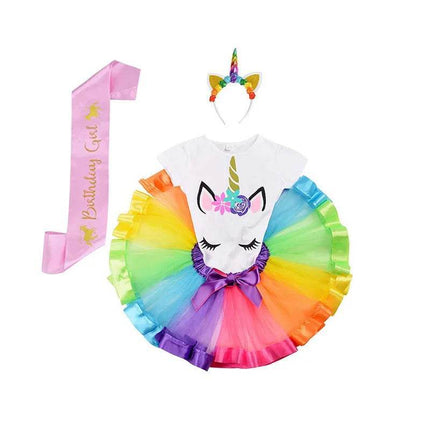 Baby Girl Rainbow Unicorn Tutu Dress Sets - Mad Fly Essentials