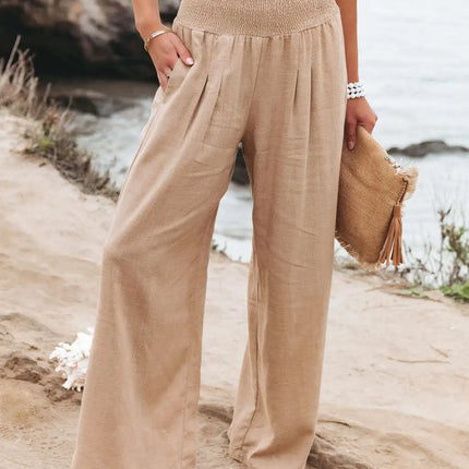 Women Spring Office Lady Solid Loose Wide Leg Pants
