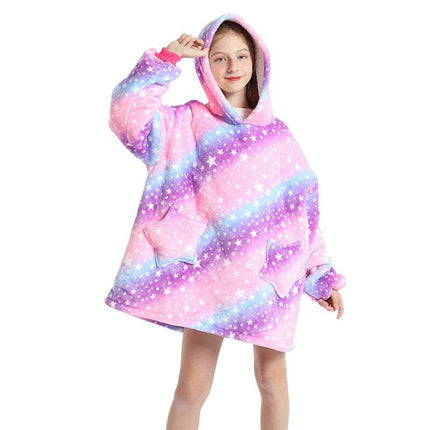Kids Girl Unicorn Animal Sherpa Hoodies Blankets - Mad Fly Essentials