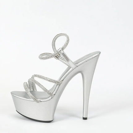 High Heels Women Rhinestone Narrow Band Platform Heels - High Heels - Gaoxiaojie - Mad Fly Essentials