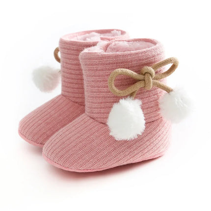 Baby Girls Floral Fluffy 0-18M Winter Snow Boots