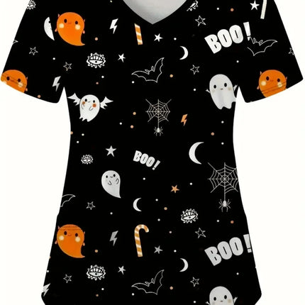 Nursing Scrub Women Halloween Skull Print Medical Uniform - Nursing Scrub - AltGoth - Mad Fly Essentials