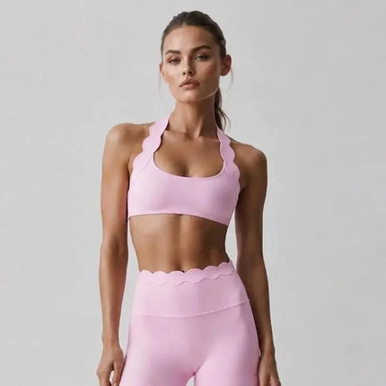 Activewear Set Women Halter Gym Fitness Cross Back Yoga Bra - Activewear Set - Moonlight - Mad Fly Essentials