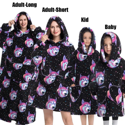 Hoodies Women Family Matching XL Lion Plush Blanket Hoodies - Animal Game - Mad Fly Essentials