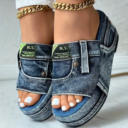 Slippers Women Summer Denim Beach Sandals - Slippers - OEING - Mad Fly Essentials