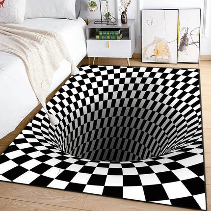 3D Vortex Illusion Black White Rug - Mad Fly Essentials