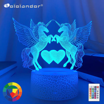 Double Horse-Unicorn Touch-Control 3D LED Night Light - Lighting & Bulbs Mad Fly Essentials