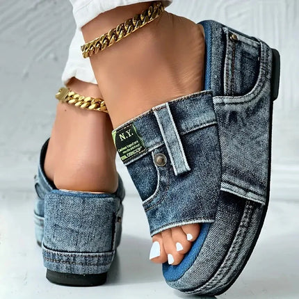 Slippers Women Summer Denim Beach Sandals - Slippers - OEING - Mad Fly Essentials