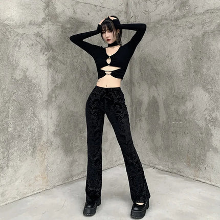 Harem Pants Women Vintage Gothic Black Flare Pants - Harem Pants - You're My Secret - Mad Fly Essentials