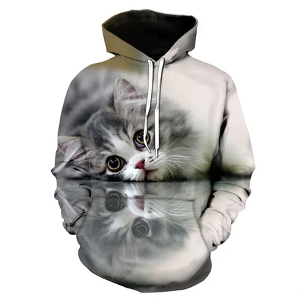 Hoodies Men Funny Animals 3D Cat Long Pullover - Hoodies - Heatboywade - Mad Fly Essentials