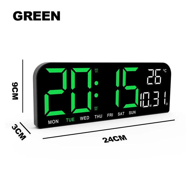 9.0inch Large Digital Temperature Date LED Wall Clock